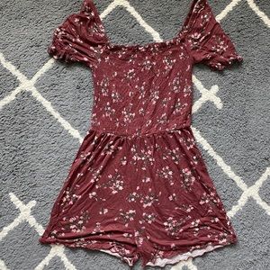 Heart hips medium maroon flower romper